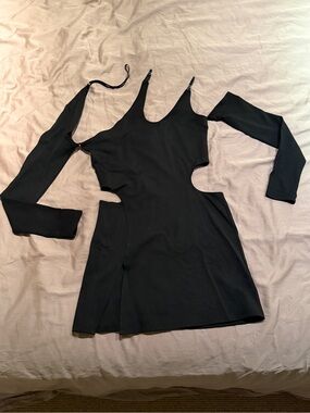 Heliot Emil Black Cut-Out Mini Dress Asymmetric Straps, Size S